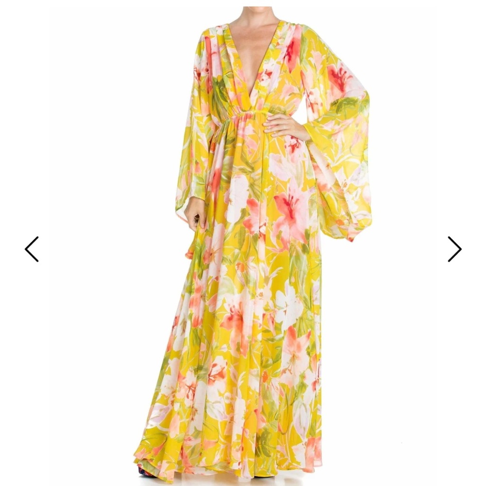 Sunset Maxi Dress - Yellow Watercolor Meghan LA
